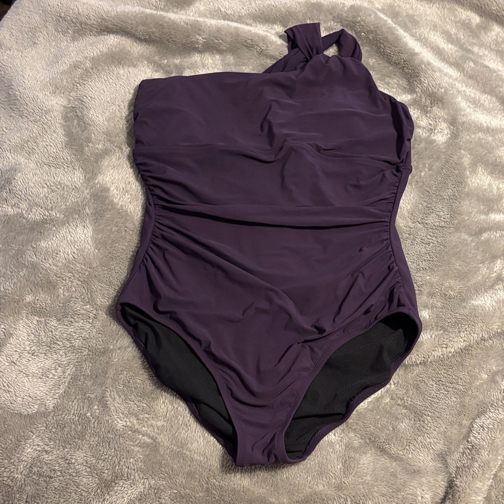 Lands' End Women's Purple One-Piece Swimsuit